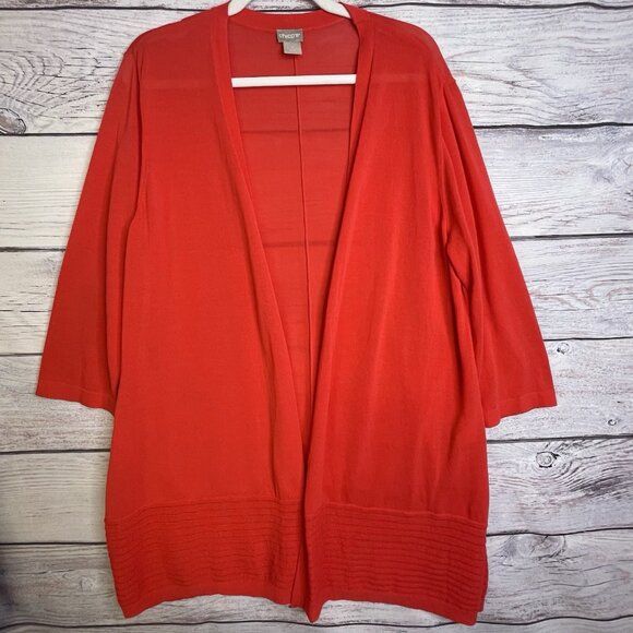 Chicos Women’s Sweater And Cardigan Set Size 16/ XL Burnt Orange Sleeveless - Picture 2 of 16